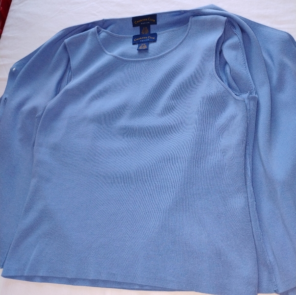 Charter Club Silk Blend Cardigan Sweater 2 Piece Set Petite Medium - Picture 10 of 14